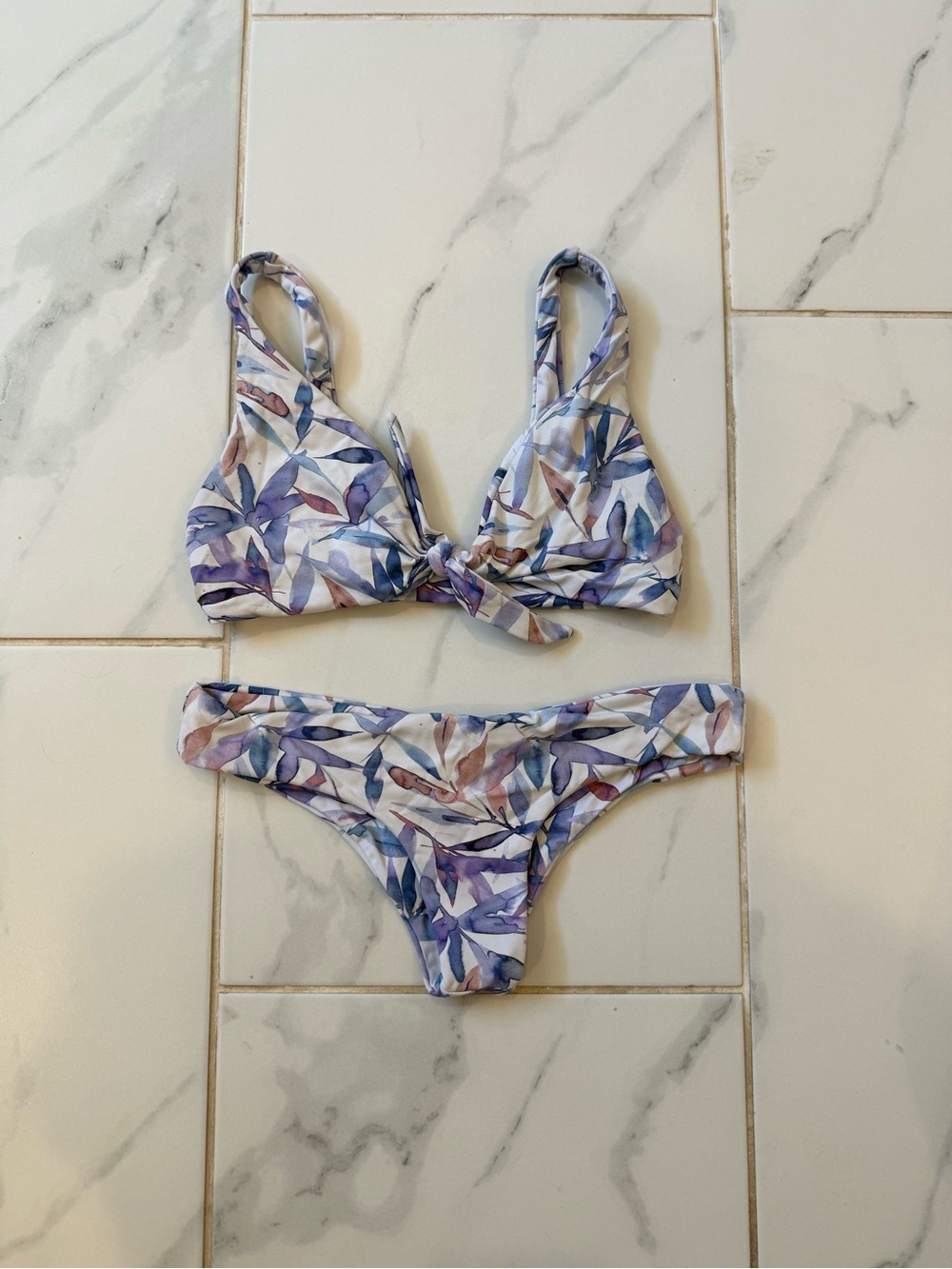 Floral Watercolor Tie-Front Bikini - Midori